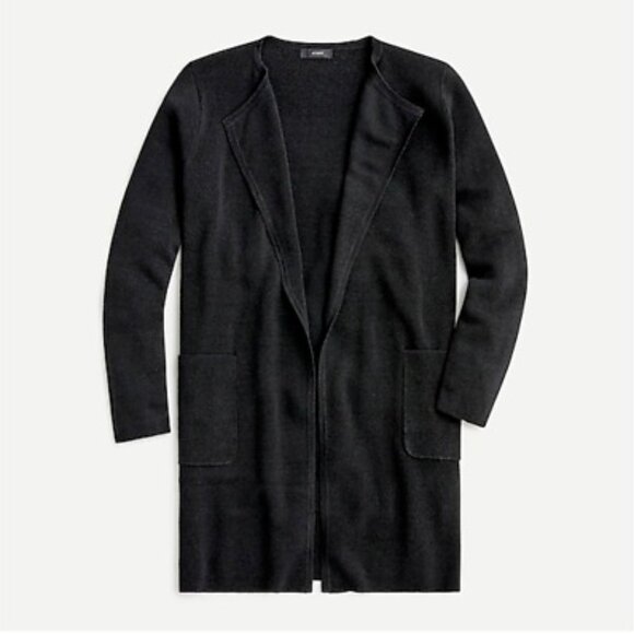 J. Crew Juliette Collarless Linen Sweater Blazer in Black Size Medium - Picture 1 of 4